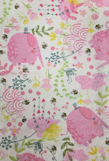 Receiving Blanket - Pink Elephants w/flowers & bees
