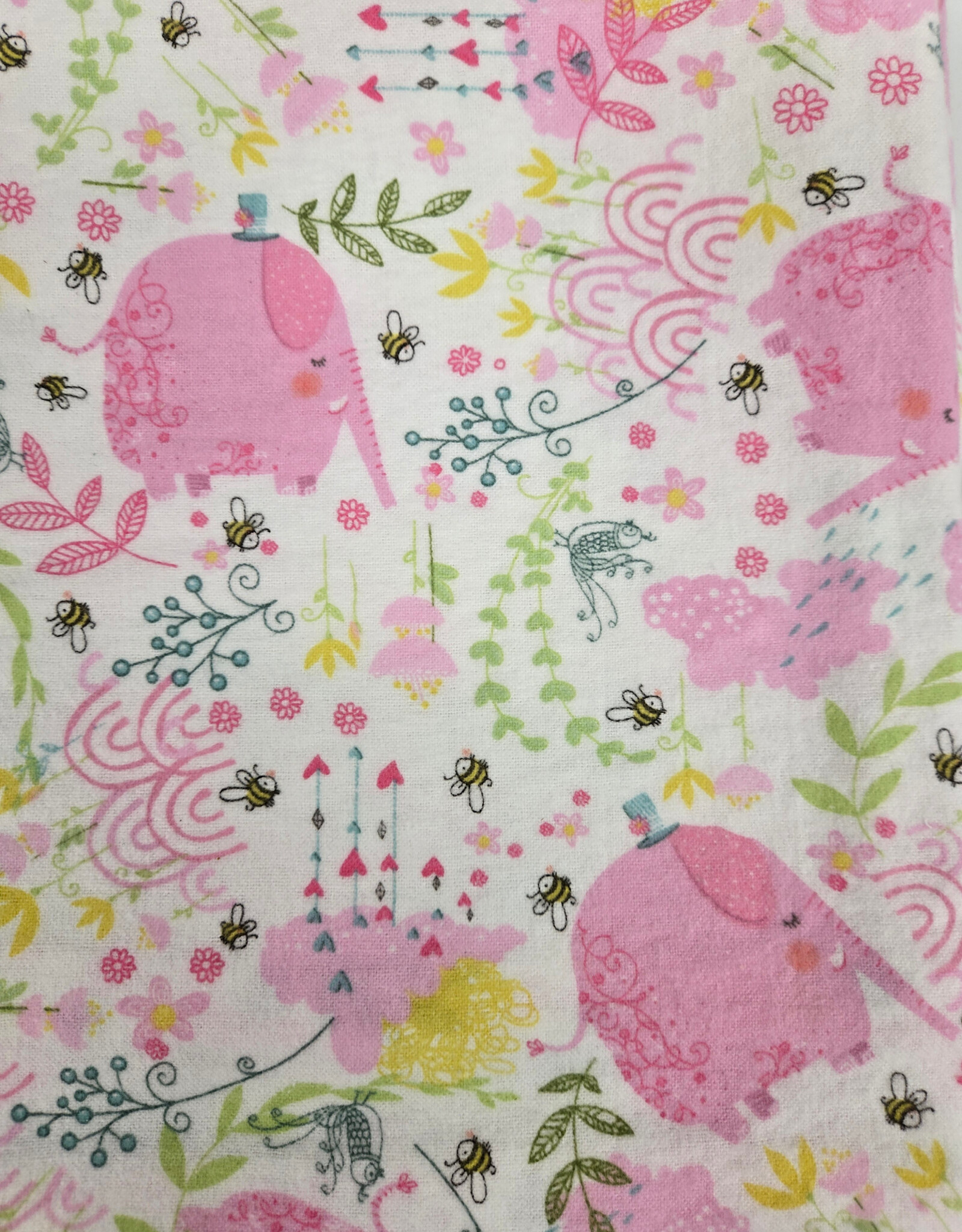 Receiving Blanket - Pink Elephants w/flowers & bees