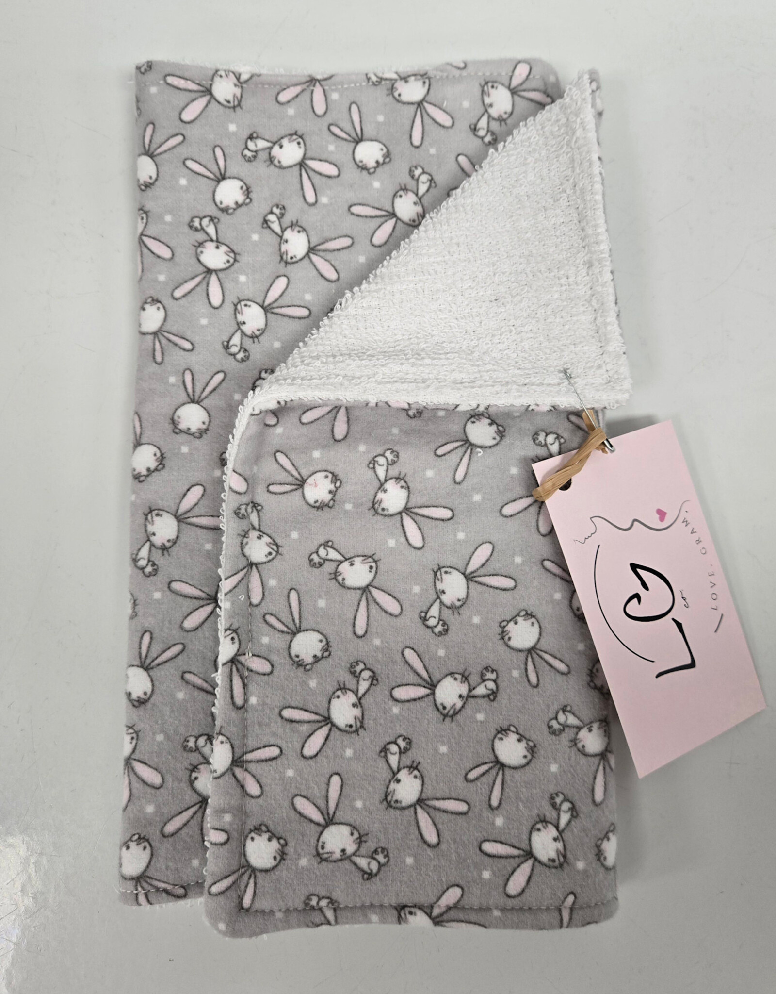 Burp Cloth - Grey/White Bunny