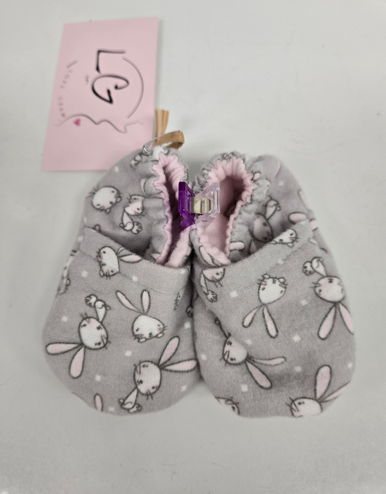 Flannel Slippers - Grey Bunny