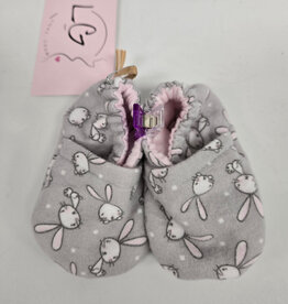 Flannel Slippers - Grey Bunny