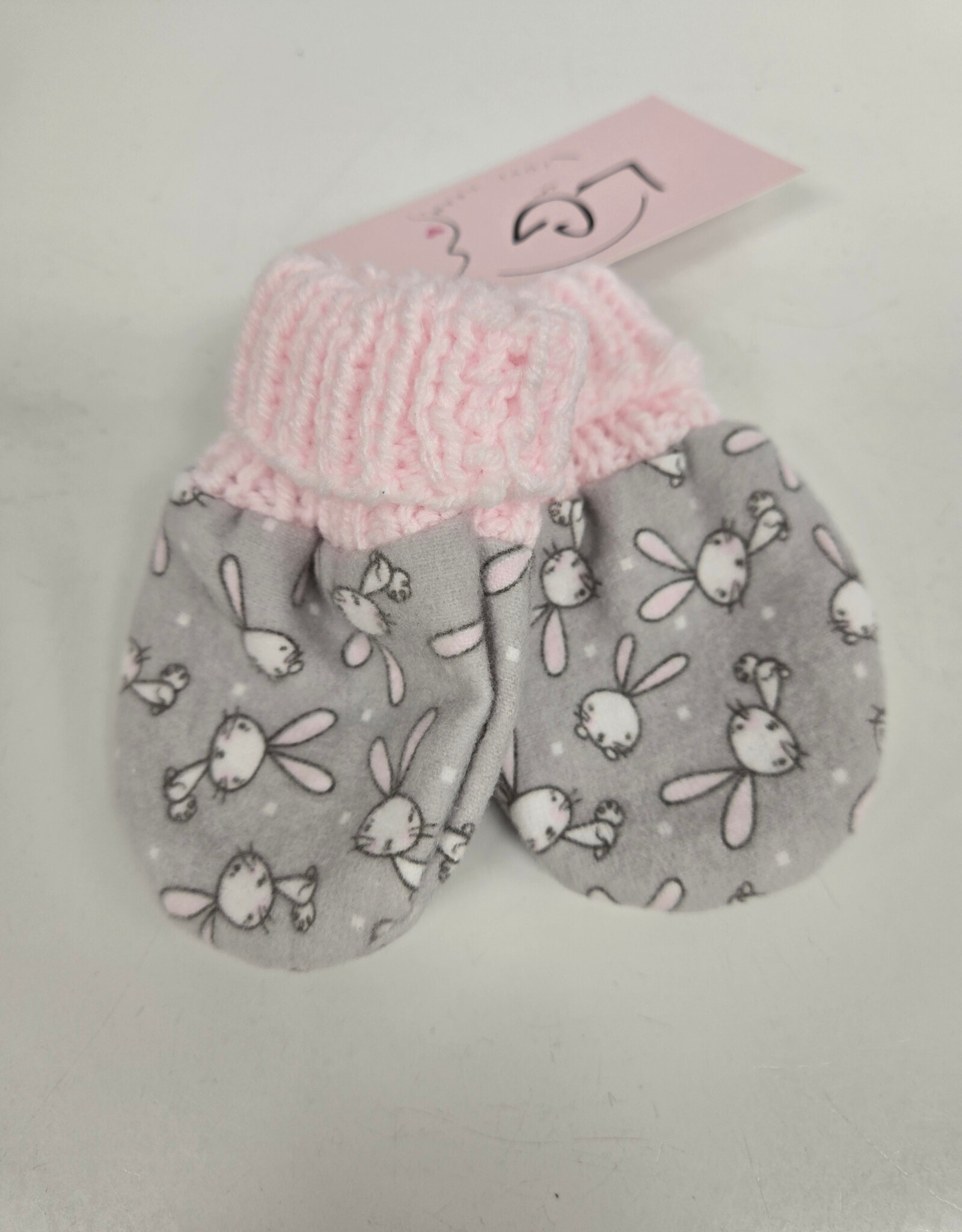 Flannel Mitts - Grey Bunny