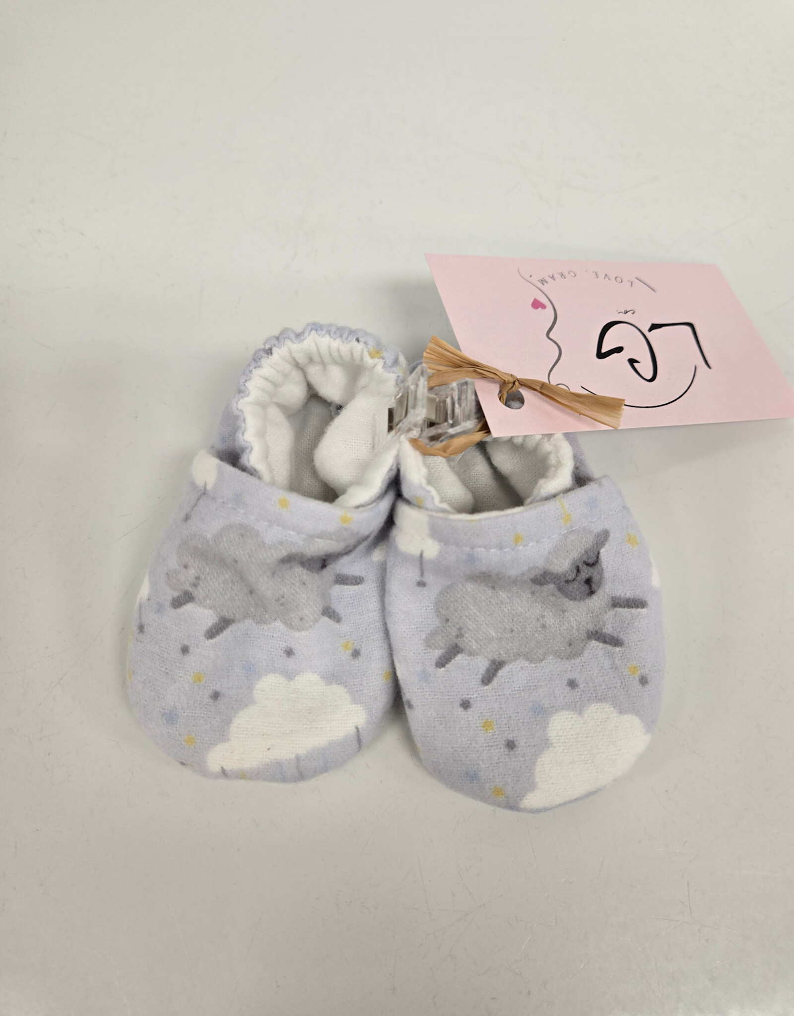 Flannel Slippers - Grey Lamb/Yellow Moon