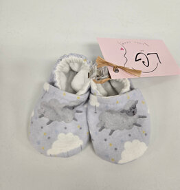 Flannel Slippers - Grey Lamb/Yellow Moon