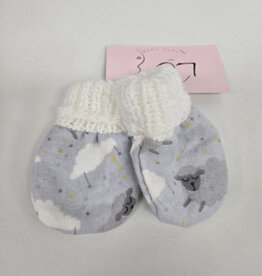 Flannel Mitts - Grey Lamb/Yellow Moon