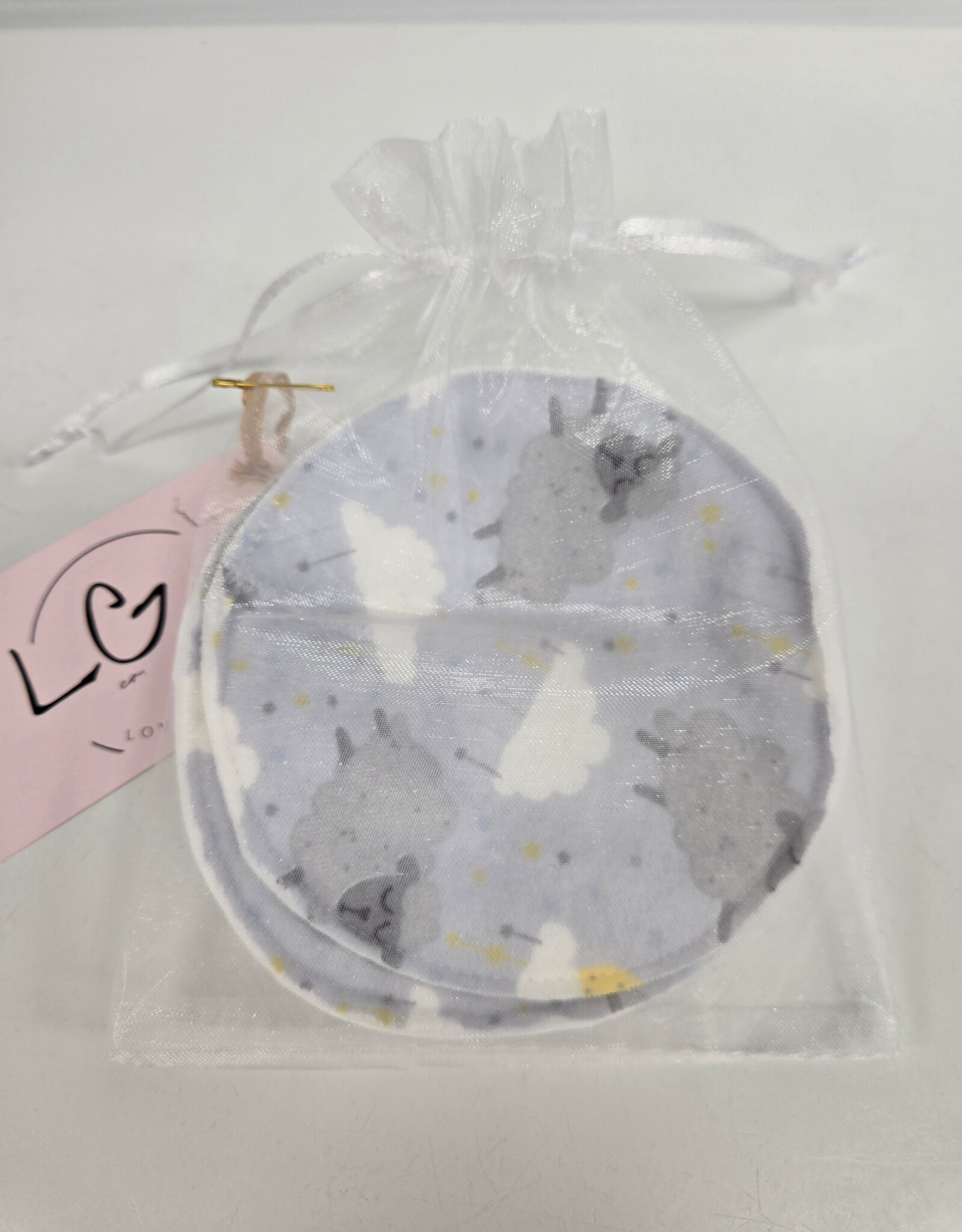 Nursing Pads Set of 2 - Grey Lamb/Yellow Moon