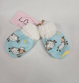 Flannel Mitts - Blue Lamb/Yellow Moon