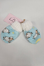 Flannel Mitts - Blue Lamb/Yellow Moon