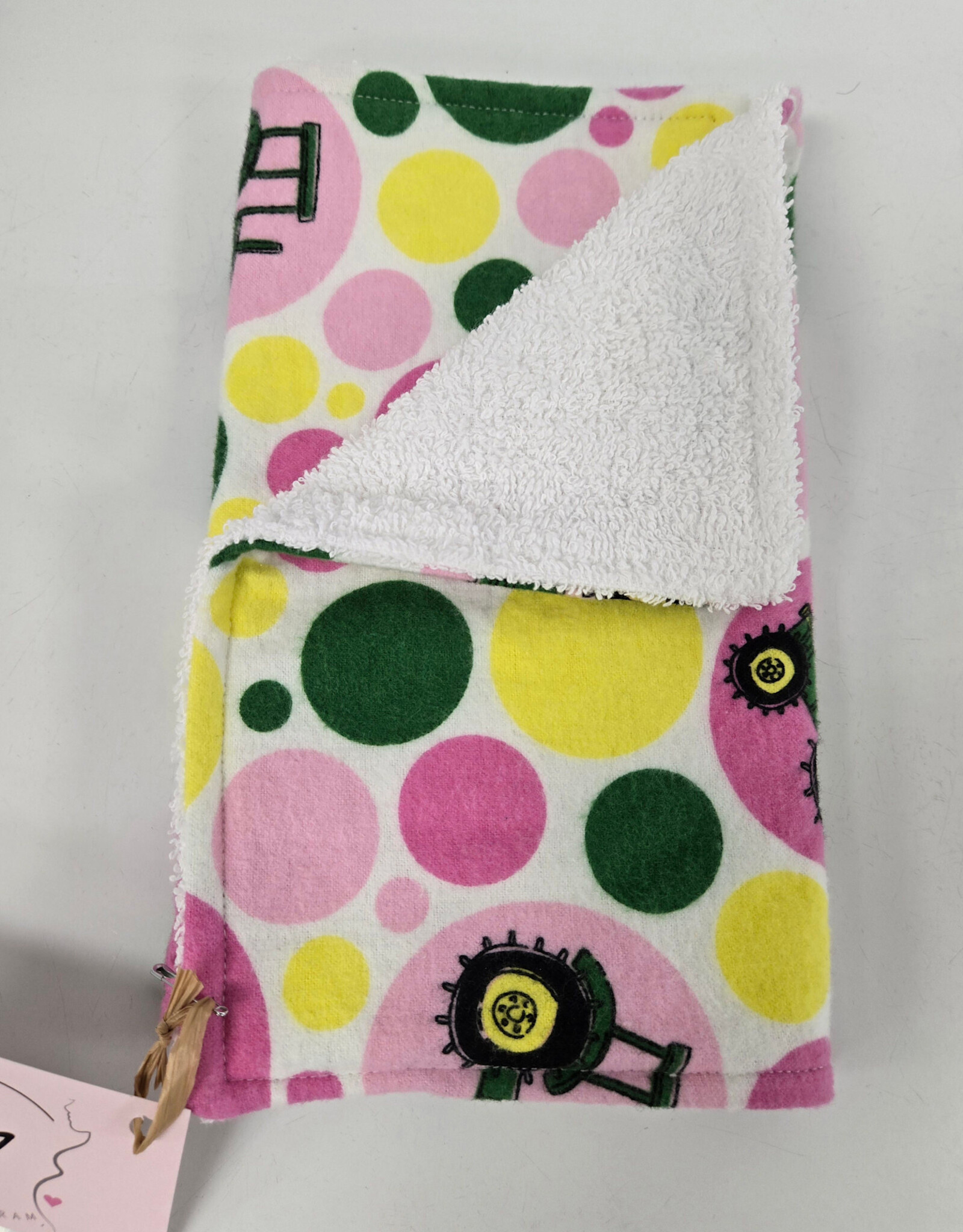 Burp Cloth - John Deere (pink/green)