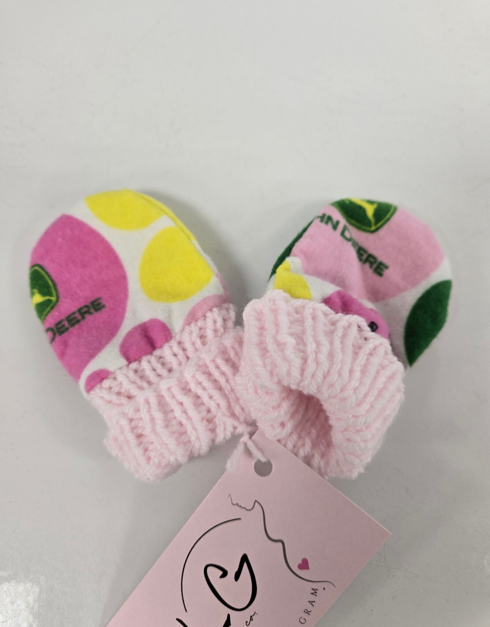 Flannel Mitts - John Deere (pink/green)