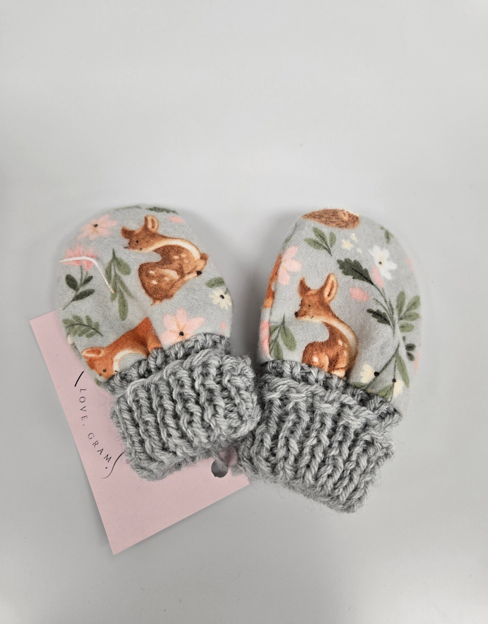 Flannel Mitts - Grey Fox