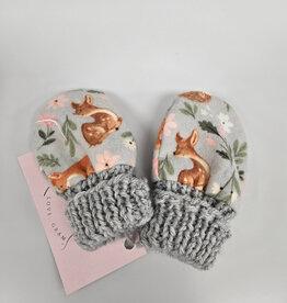 Flannel Mitts - Grey Fox