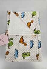 Burp Cloth - White Dinosaur