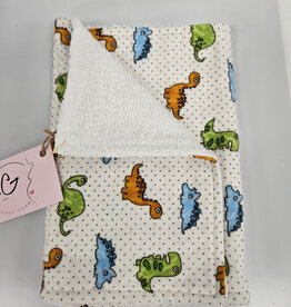 Burp Cloth - White Dinosaur
