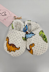 Flannel Slippers - White Dinosaur
