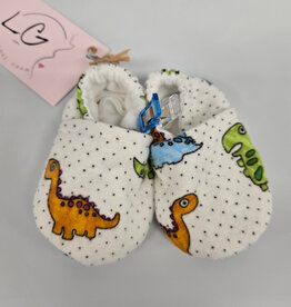 Flannel Slippers - White Dinosaur