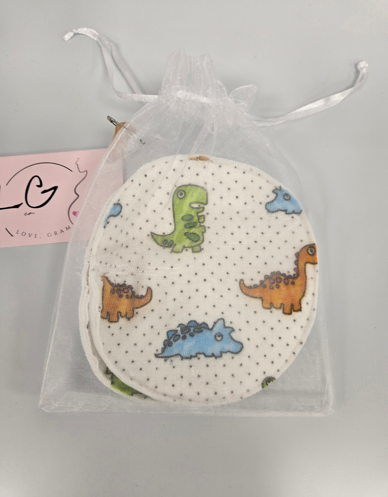 Nursing Pads Set of 2 - White Dinosaur