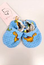 Flannel Slippers - Blue Dinosaur