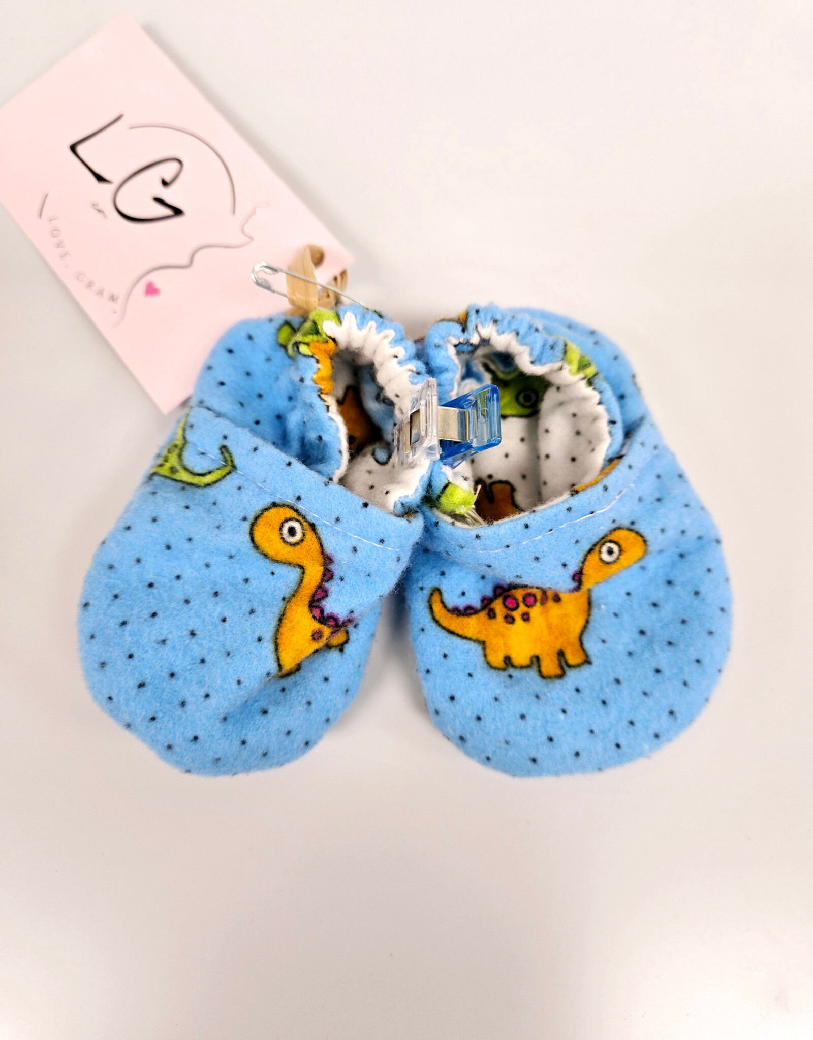 Flannel Slippers - Blue Dinosaur