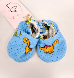 Flannel Slippers - Blue Dinosaur
