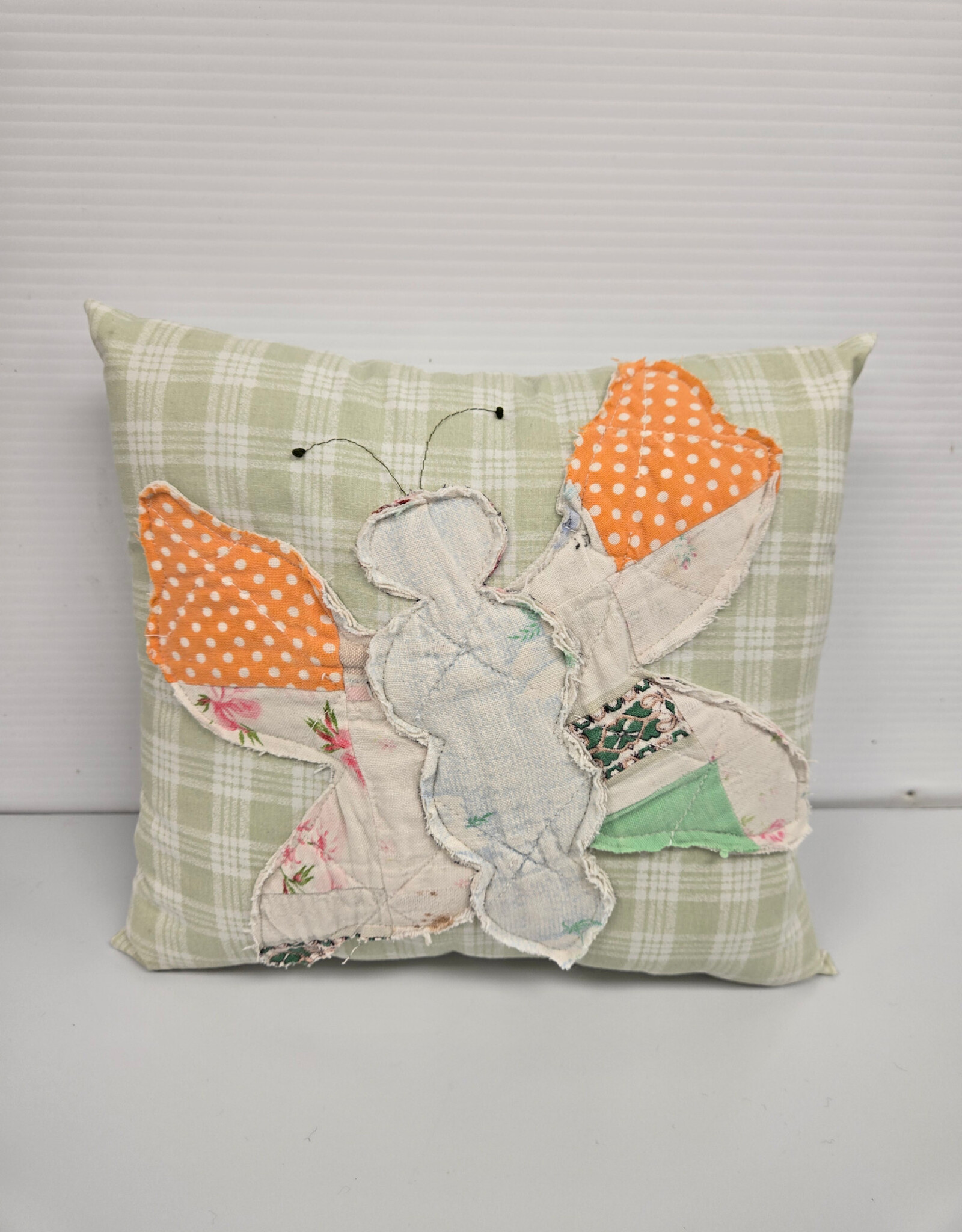 Handmade Butterfly Vintage Quilt Pillow - large