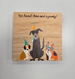 Solid Maple Wood Coaster #1316  - Party Pups