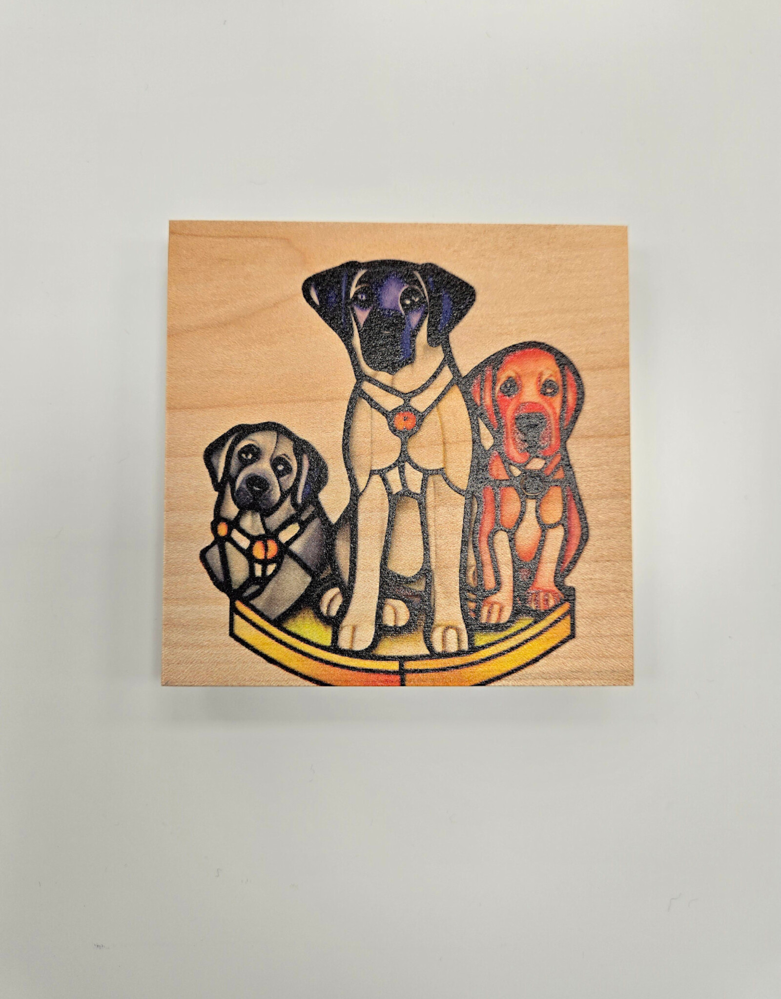 Solid Maple Wood Coaster #1516  - Dogs