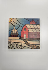 Solid Maple Wood Coaster #1629  - Winter Barn & Church