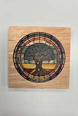 Solid Maple Wood Coaster #1582  - Tree of Life