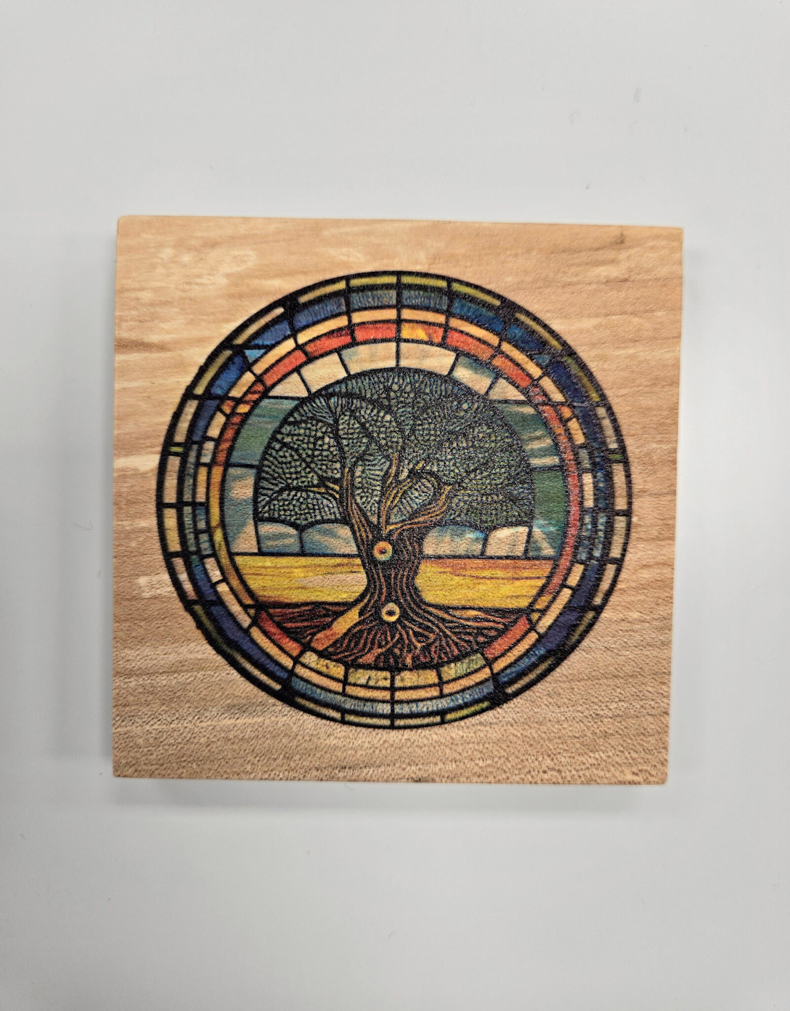 Solid Maple Wood Coaster #1582  - Tree of Life