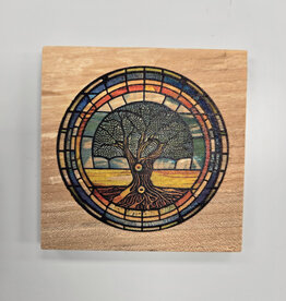 Solid Maple Wood Coaster #1582  - Tree of Life