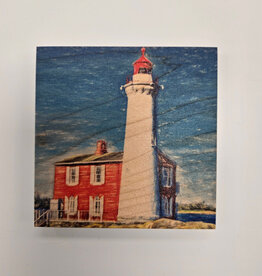 Solid Maple Wood Coaster #474  - Lighthouse
