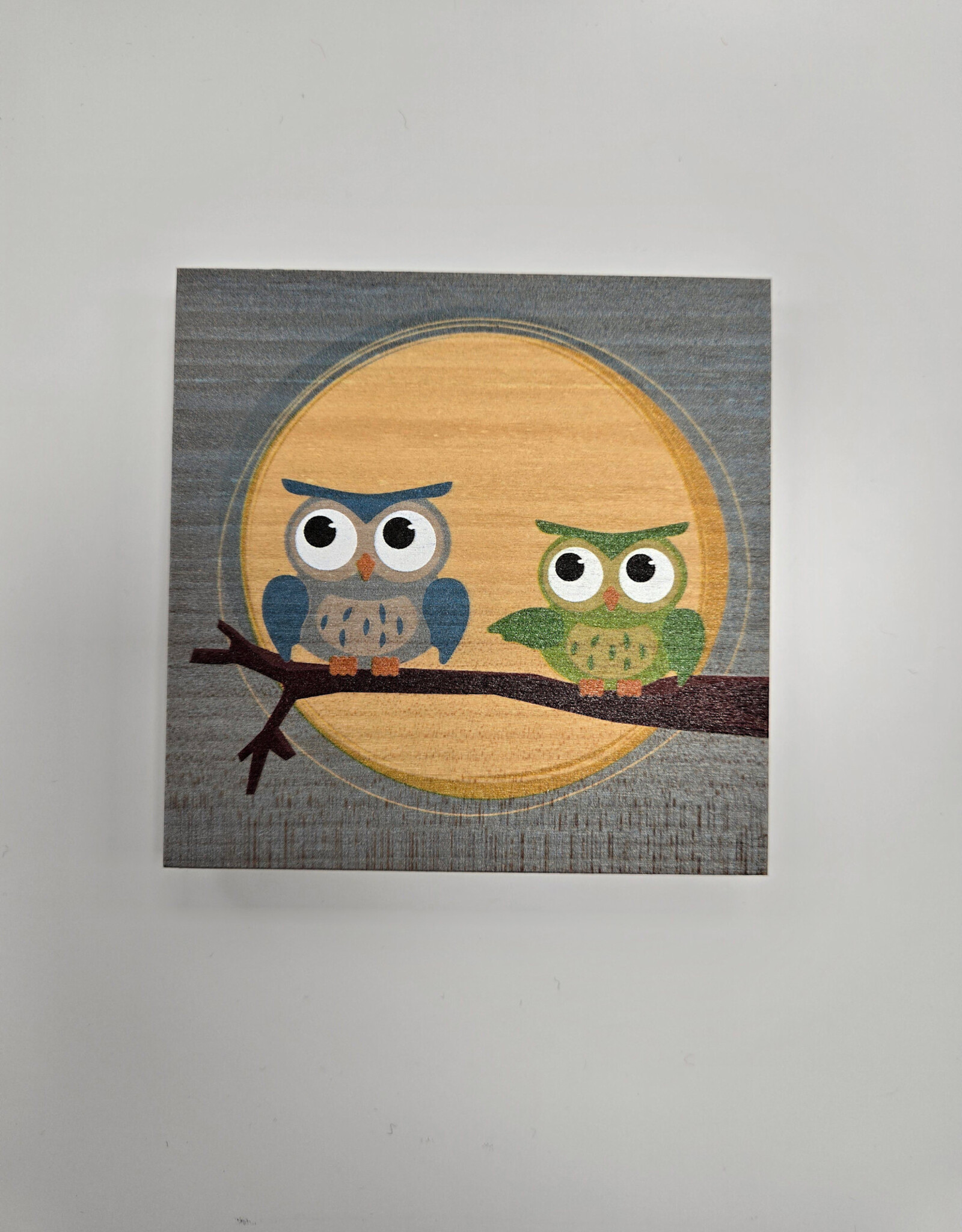 Solid Maple Wood Coaster #267 - Blue Owl