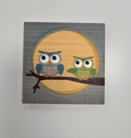Solid Maple Wood Coaster #267 - Blue Owl