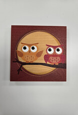 Solid Maple Wood Coaster #268 - Burgundy Owl