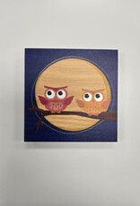 Solid Maple Wood Coaster #270 - Navy Owl