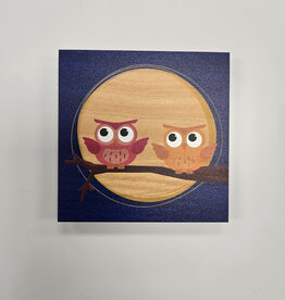 Solid Maple Wood Coaster #270 - Navy Owl
