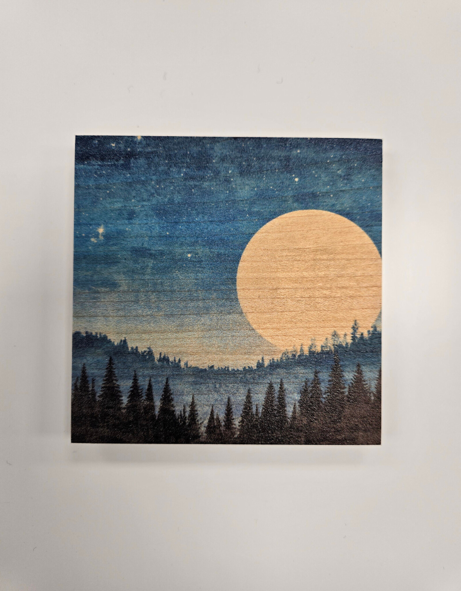 Solid Maple Wood Coaster #977  - Moon