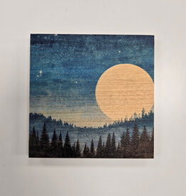 Solid Maple Wood Coaster #977  - Moon