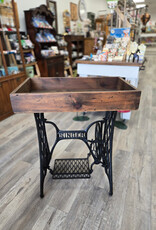 Antique Singer Sewing Table w/Wooden Top w/black handles