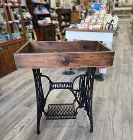 Antique Singer Sewing Table w/Wooden Top w/black handles