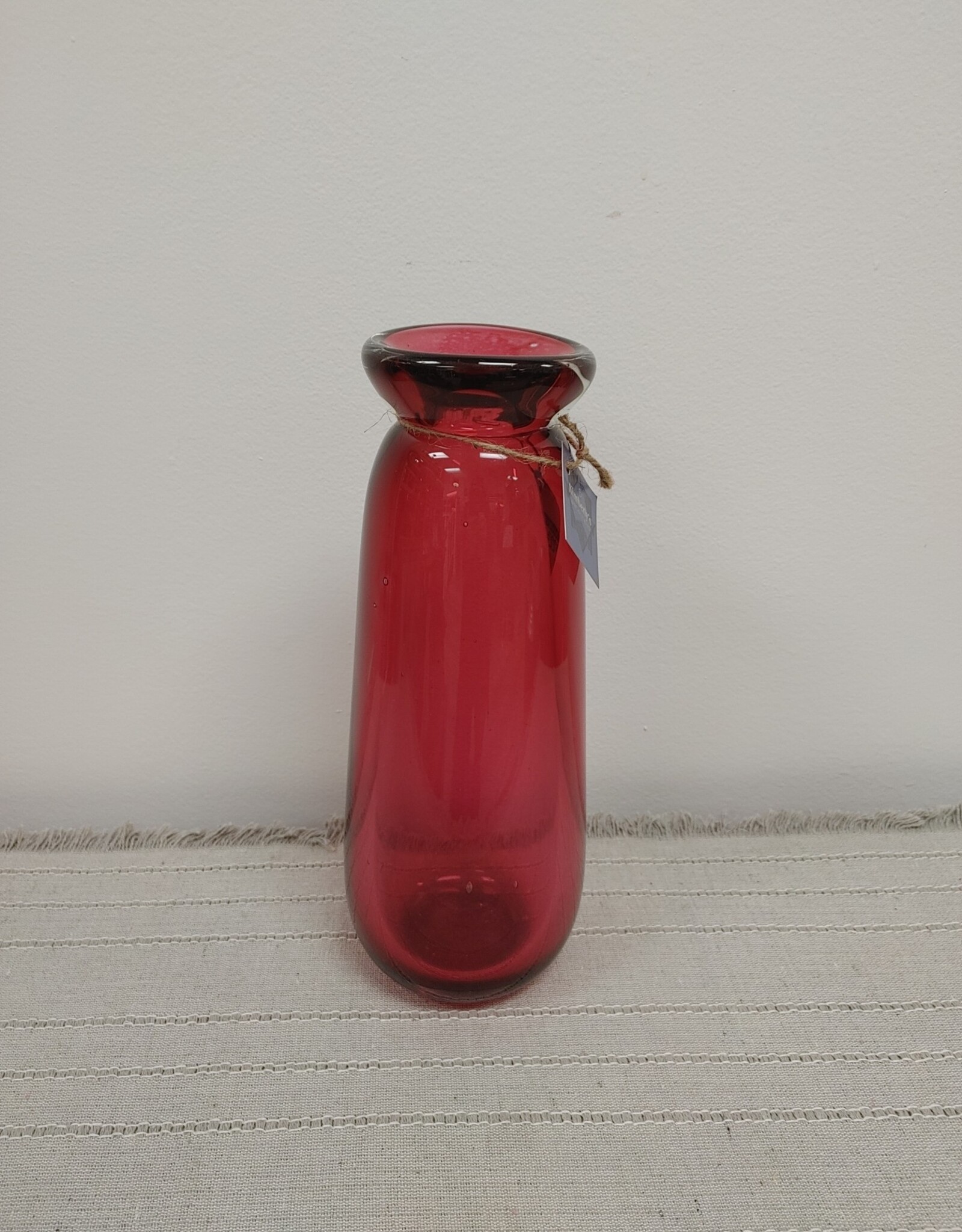 none Red Glass Vase -  12.5"