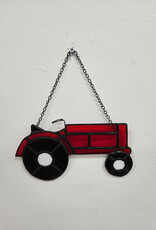 Stained Glass Tractor Suncatcher - red