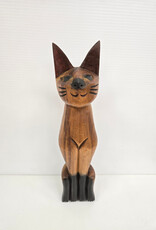 Vintage Tall Wooden Cat - 15"