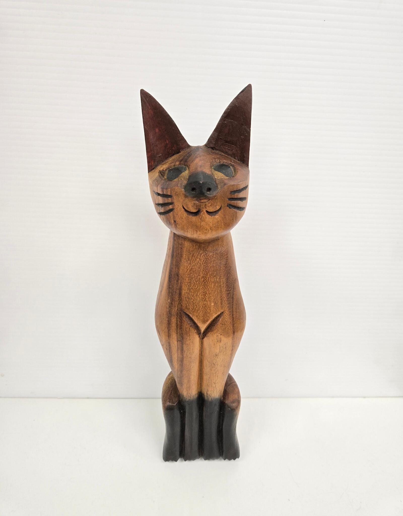 Vintage Tall Wooden Cat - 15"
