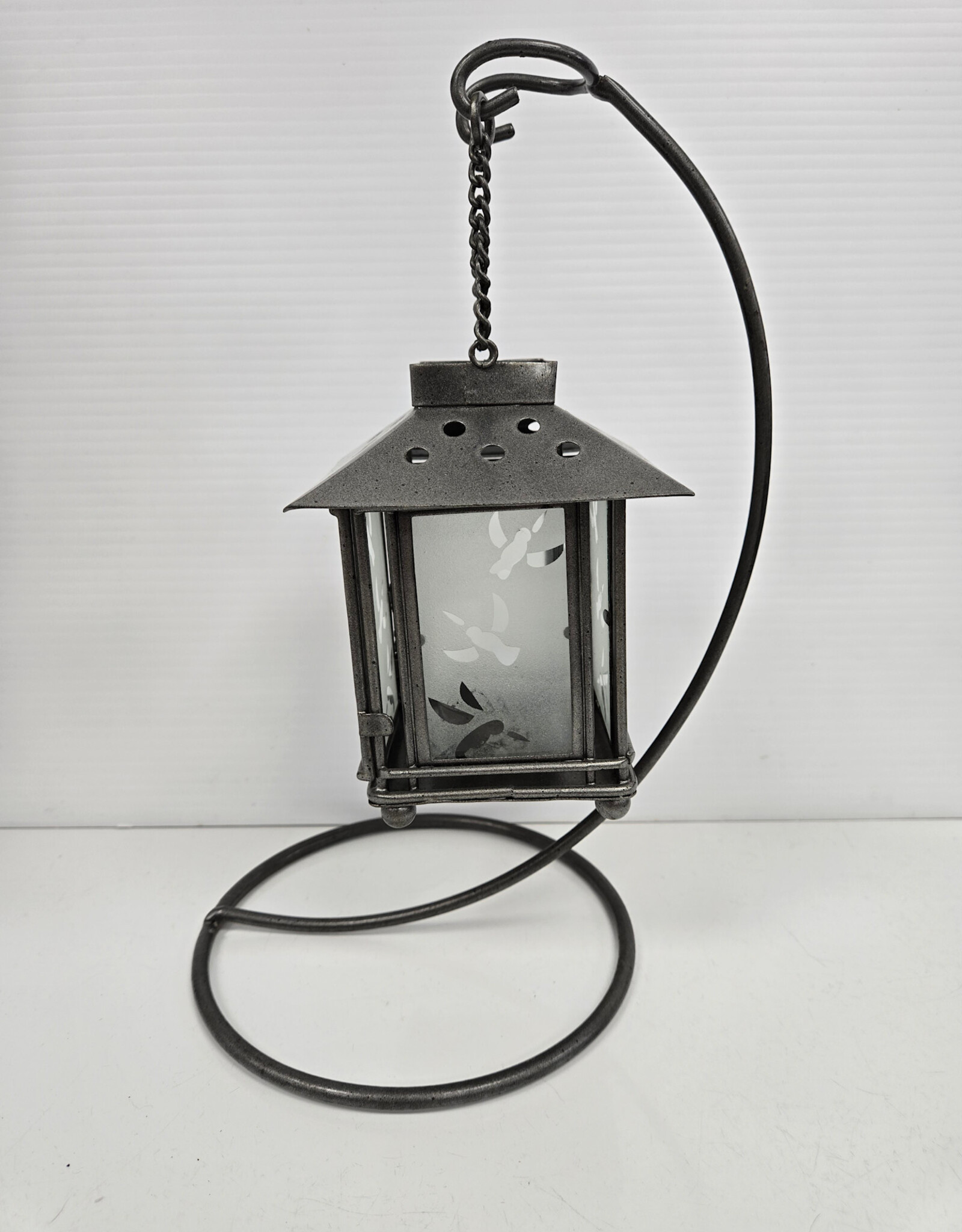 Metal Lantern w/Stand - hummingbird