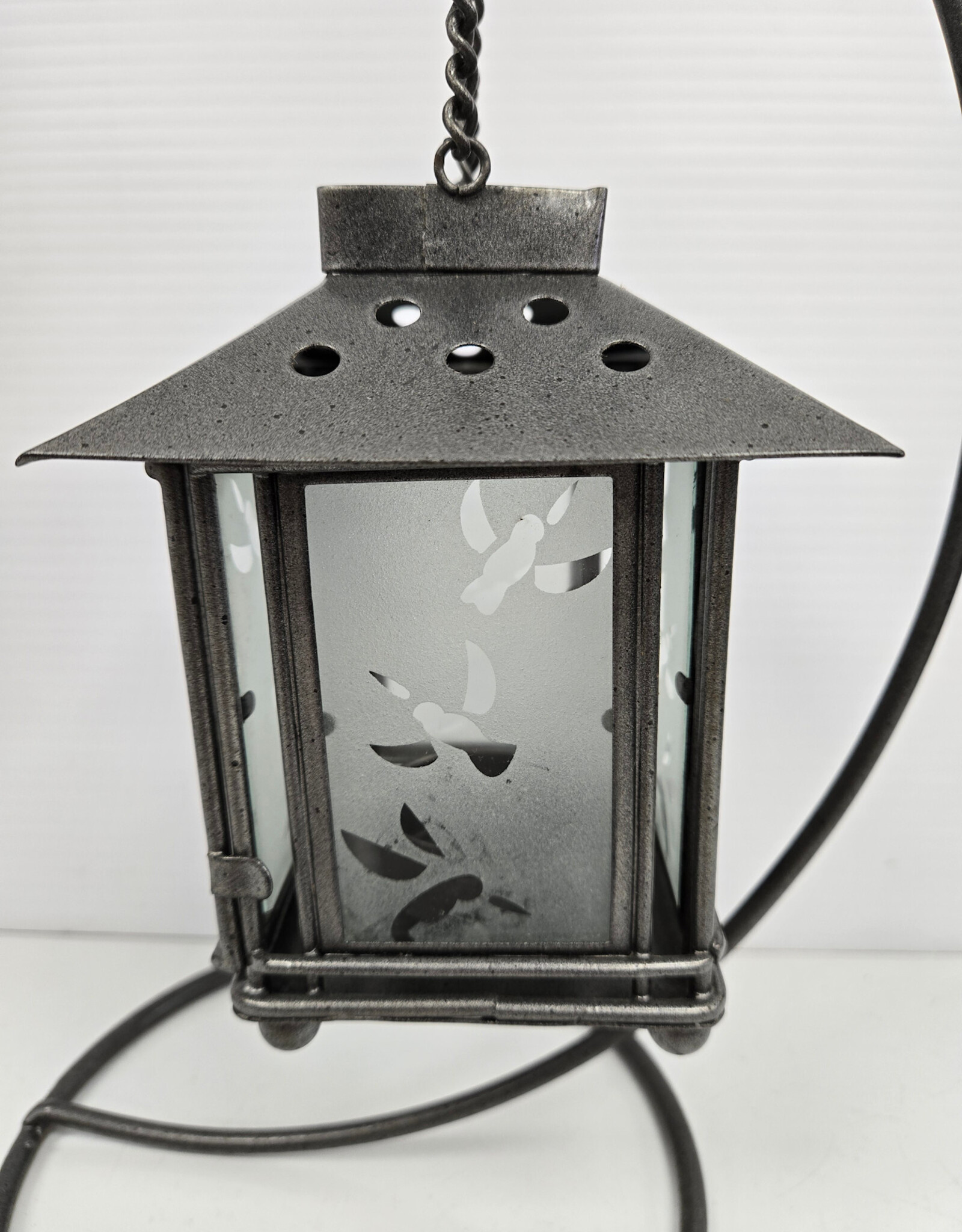 Metal Lantern w/Stand - hummingbird