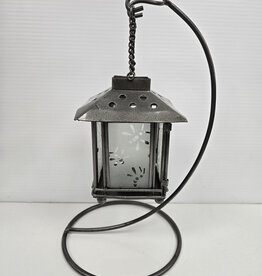 Metal Lantern w/Stand - dragonfly