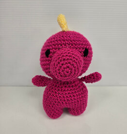 Crocheted Small Stuffie - Pink Dinosaur