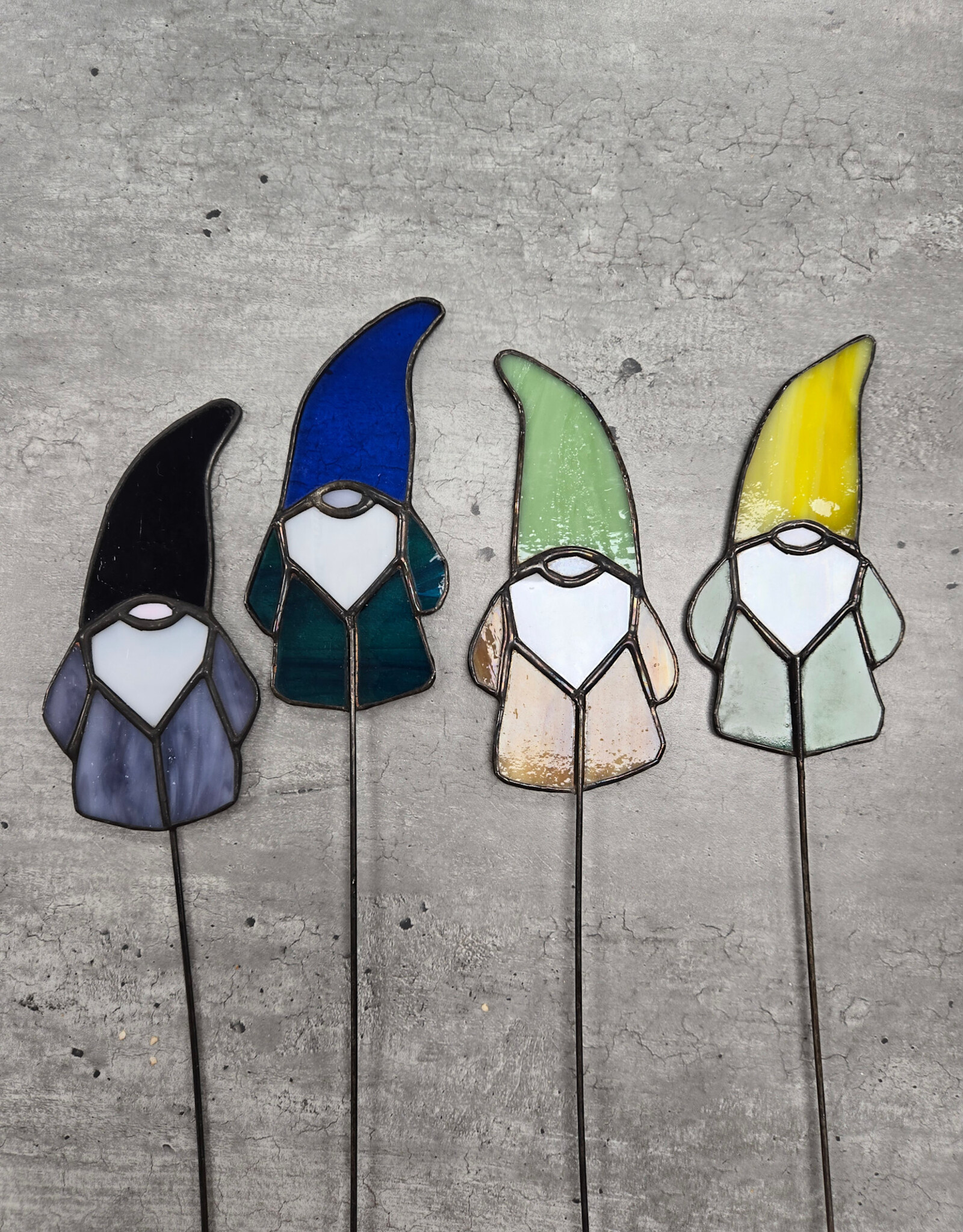 Stained Glass Gnome - plant stake